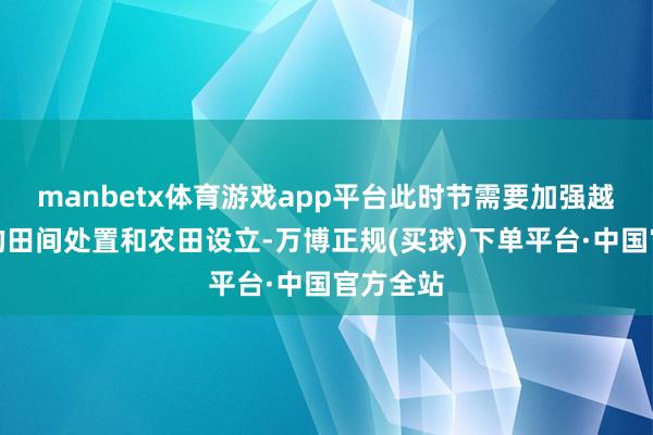 manbetx体育游戏app平台此时节需要加强越冬作物的田间处置和农田设立-万博正规(买球)下单平台·中国官方全站