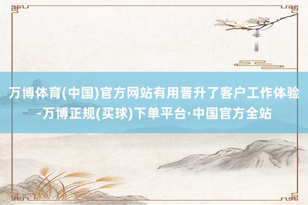 万博体育(中国)官方网站有用晋升了客户工作体验-万博正规(买球)下单平台·中国官方全站