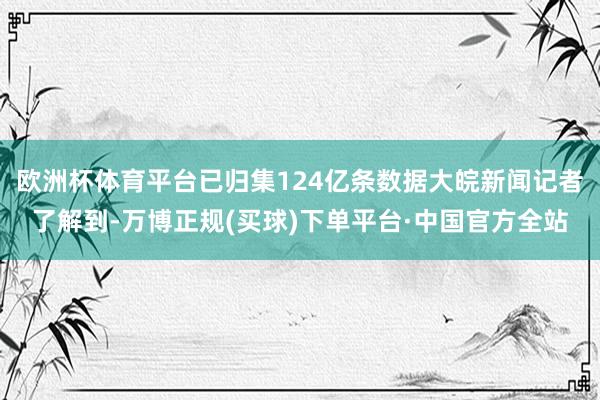 欧洲杯体育平台已归集124亿条数据大皖新闻记者了解到-万博正规(买球)下单平台·中国官方全站