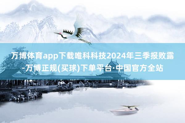 万博体育app下载　　唯科科技2024年三季报败露-万博正规(买球)下单平台·中国官方全站