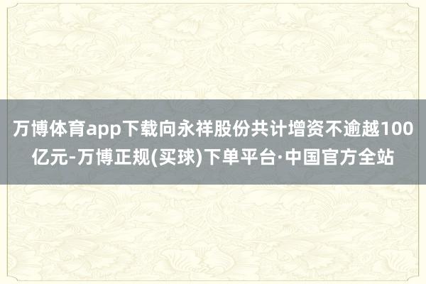 万博体育app下载向永祥股份共计增资不逾越100亿元-万博正规(买球)下单平台·中国官方全站