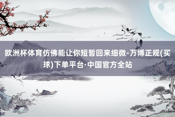 欧洲杯体育仿佛能让你短暂回来细微-万博正规(买球)下单平台·中国官方全站
