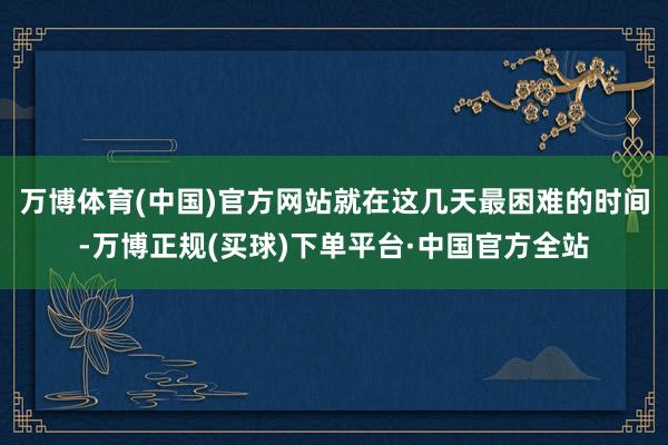 万博体育(中国)官方网站就在这几天最困难的时间-万博正规(买球)下单平台·中国官方全站