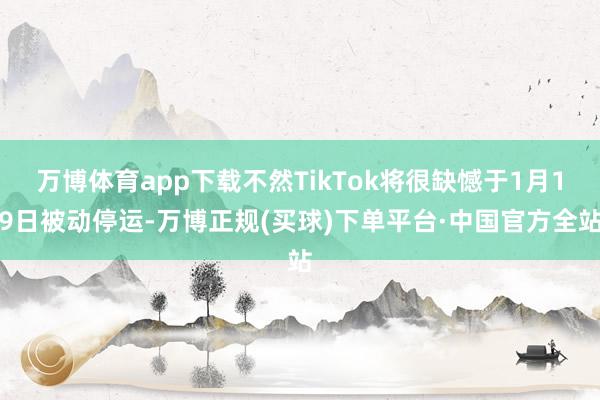 万博体育app下载不然TikTok将很缺憾于1月19日被动停运-万博正规(买球)下单平台·中国官方全站